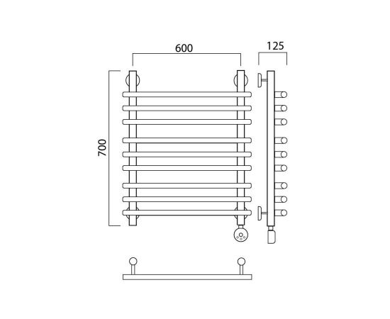 Полотенцесушитель электрический МОДЕРН ПРЯМАЯ групповая 70х60 ПРАВЫЙ Aquanerzh 1000-00A7060_R_, изображение 2