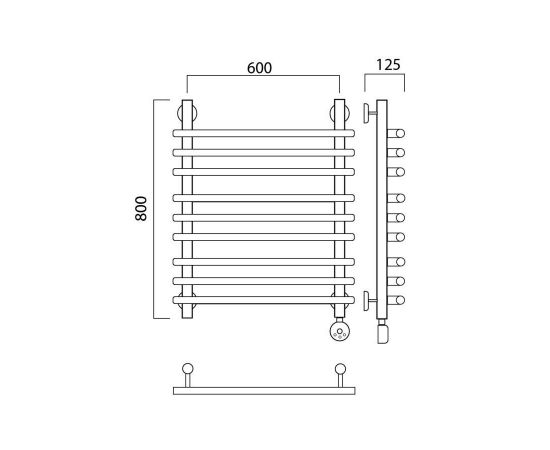 Полотенцесушитель электрический МОДЕРН ПРЯМАЯ групповая 80х60 ПРАВЫЙ Aquanerzh 1000-00A8060_R_, изображение 2