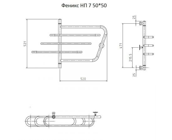 Полотенцесушитель Тругор Феникс НП 7 50*50 (ФЛ6) (Феникс7/нп5050)_, изображение 2