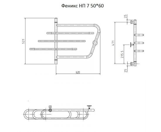 Полотенцесушитель Тругор Феникс НП 7 50*60 (ФЛ6) (Феникс7/нп5060)_, изображение 2