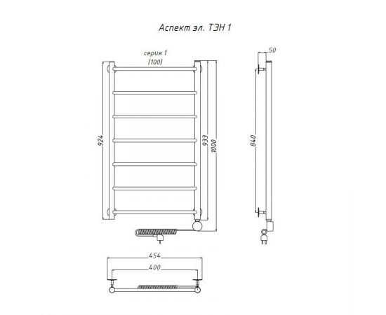 Полотенцесушитель Тругор Аспект эл ТЭН 1 100*40 (ЛЦ6) (Аспект1/элТЭН10040)_, изображение 2