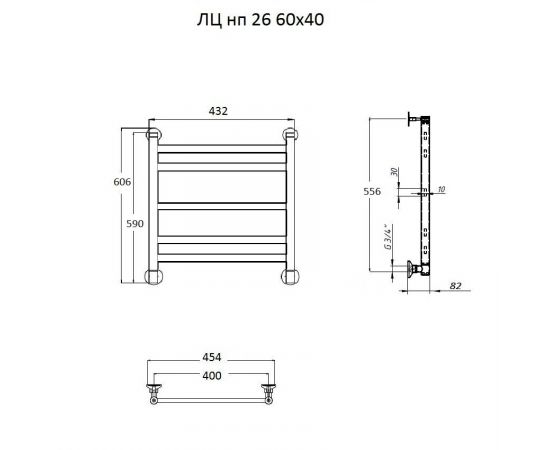 Полотенцесушитель Тругор ЛЦ нп 26 60*40 # (ЛЦнп26/6040#)_, изображение 2
