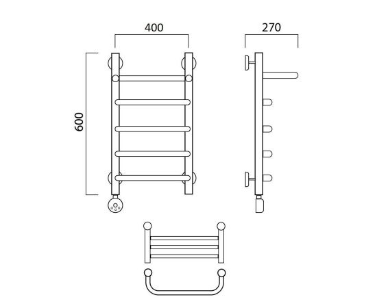 Полотенцесушитель электрический СКОБА с полкой 60х40 ЛЕВЫЙ Aquanerzh 00-07A6040_L_, изображение 3
