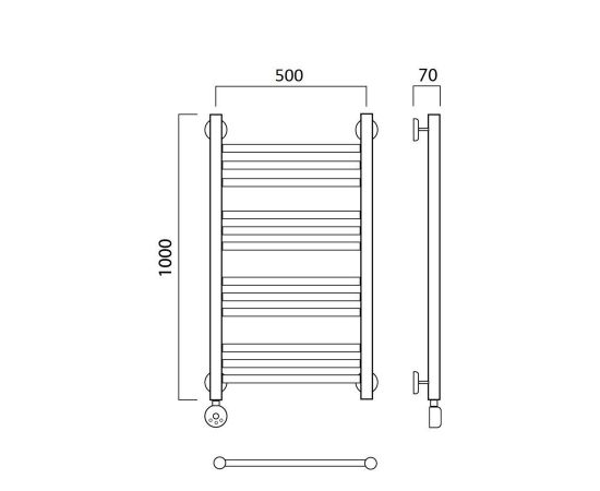 Полотенцесушитель электрический ПРЯМАЯ групповая 100х50 ЛЕВЫЙ Aquanerzh 00-12A10050_L_, изображение 3