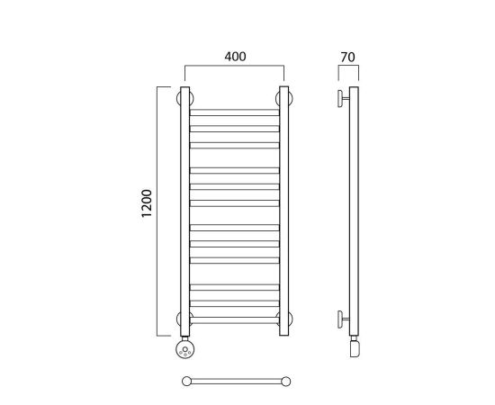 Полотенцесушитель электрический ПРЯМАЯ групповая 120х40 ЛЕВЫЙ Aquanerzh 00-12A12040_L_, изображение 3