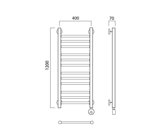 Полотенцесушитель электрический ПРЯМАЯ групповая 120х40 ПРАВЫЙ Aquanerzh 00-12A12040_R_, изображение 3