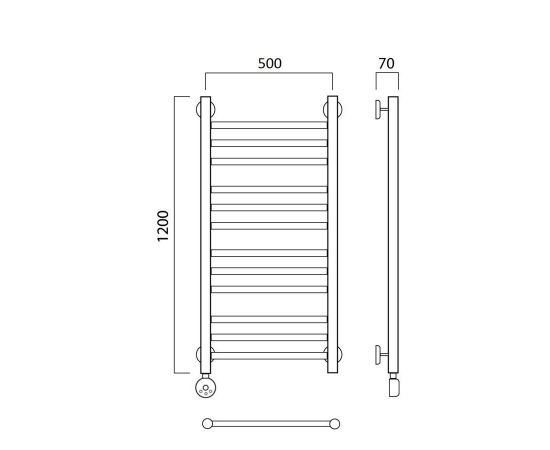Полотенцесушитель электрический ПРЯМАЯ групповая 120х50 ЛЕВЫЙ Aquanerzh 00-12A12050_L_, изображение 3