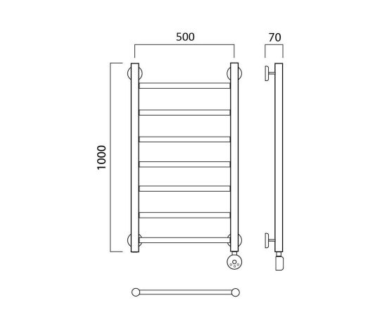 Полотенцесушитель электрический ПРЯМАЯ 100х50 ПРАВЫЙ Aquanerzh 000-10A10050_R_, изображение 3