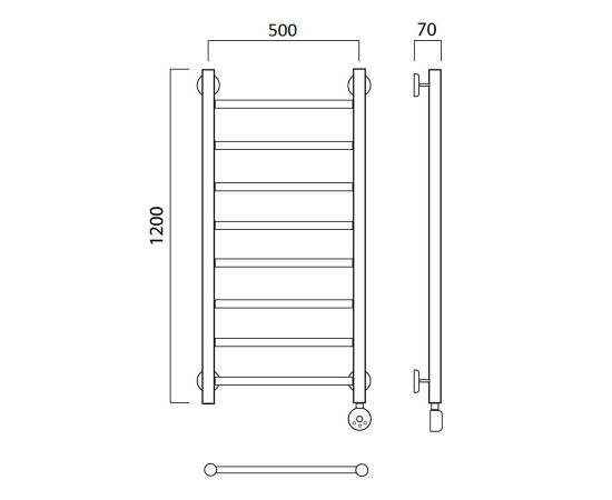 Полотенцесушитель электрический ПРЯМАЯ 120х50 ПРАВЫЙ Aquanerzh 000-10A12050_R_, изображение 3
