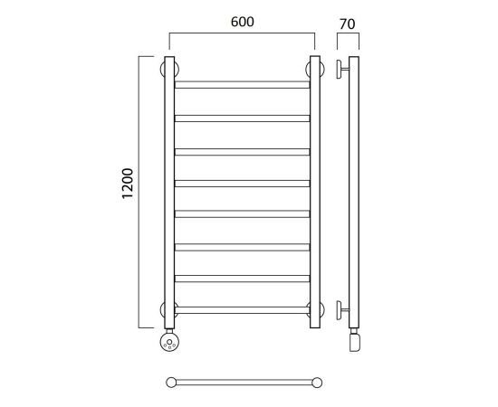 Полотенцесушитель электрический ПРЯМАЯ 120х60 ЛЕВЫЙ Aquanerzh 000-10A12060_L_, изображение 3