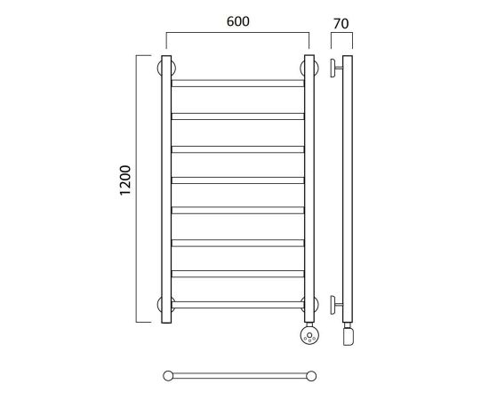 Полотенцесушитель электрический ПРЯМАЯ 120х60 ПРАВЫЙ Aquanerzh 000-10A12060_R_, изображение 3