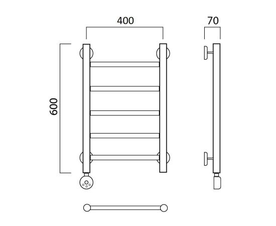 Полотенцесушитель электрический ПРЯМАЯ 60х40 ЛЕВЫЙ Aquanerzh 000-10A6040_L_, изображение 3