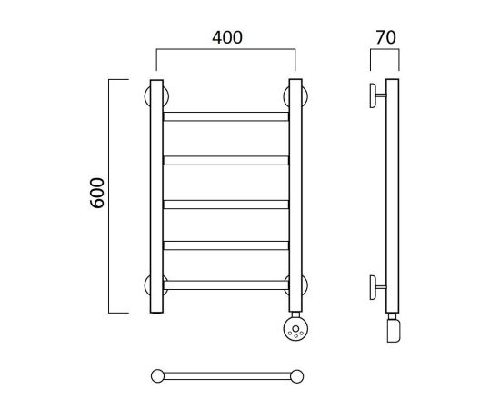 Полотенцесушитель электрический ПРЯМАЯ 60х40 ПРАВЫЙ Aquanerzh 000-10A6040_R_, изображение 3