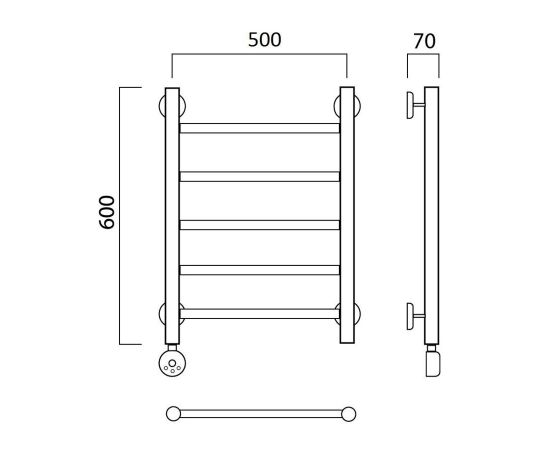 Полотенцесушитель электрический ПРЯМАЯ 60х50 ЛЕВЫЙ Aquanerzh 000-10A6050_L_, изображение 3