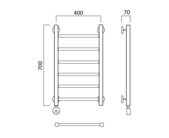 Полотенцесушитель электрический ПРЯМАЯ 70х40 ЛЕВЫЙ Aquanerzh 000-10A7040_L_, изображение 3