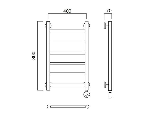 Полотенцесушитель электрический ПРЯМАЯ 80х40 ПРАВЫЙ Aquanerzh 000-10A8040_R_, изображение 3