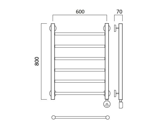 Полотенцесушитель электрический ПРЯМАЯ 80х60 ПРАВЫЙ Aquanerzh 000-10A8060_R_, изображение 3