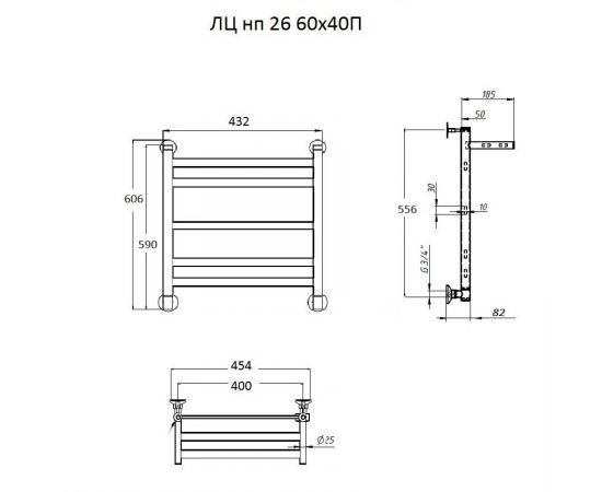 Полотенцесушитель Тругор ЛЦ нп 26 60*40П # (ЛЦкв26/6040П#)_, изображение 2