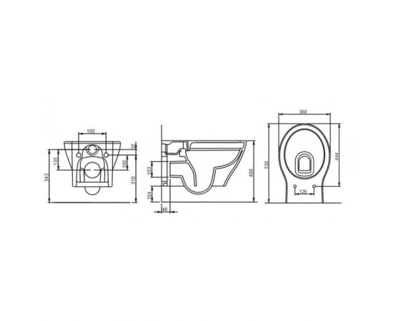 Комплект BERGES: инсталляция NOVUM, кнопка R5 SoftTouch черная, унитаз TOP Rimless, сидение дюропласт Mita Slim SO_, изображение 8