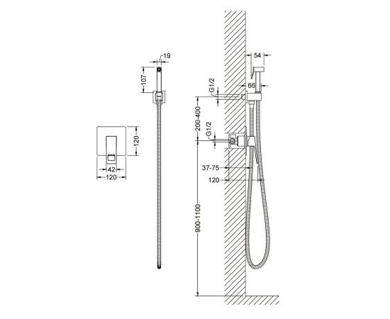 Смеситель встроенный с гигиеническим душем Timo Briana 7189/03SM черный_, изображение 2