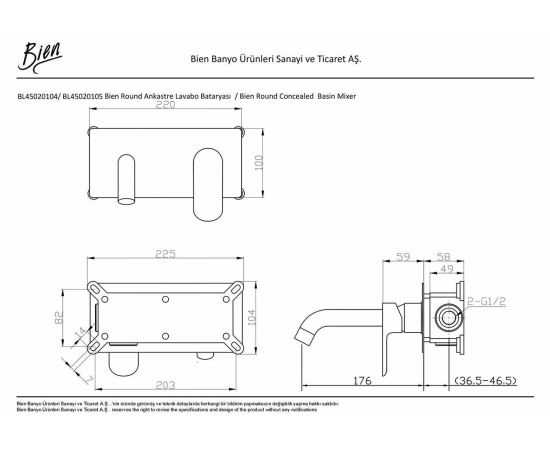 Встраиваемый смеситель для раковины (скрытая часть) Bien BL45020105_, изображение 2