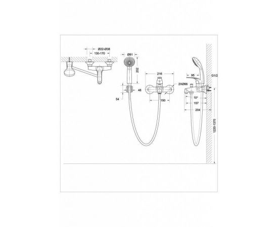 Смеситель для ванны с коротким изливом и аксессуарами Bravat Fit F6135188CP-B-RUS_, изображение 3