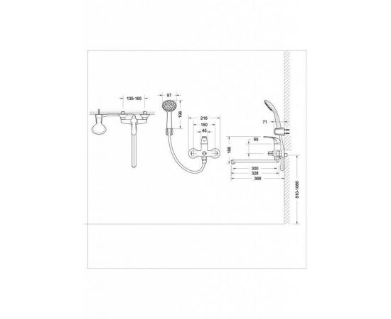 Смеситель для ванны c длинным изливом и аксессуарами Bravat Fit F6135188CP-LB-RUS_, изображение 3
