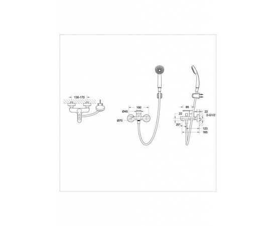 Смеситель для ванны с коротким изливом и аксессуарами Bravat Stream-D F637163C-B_, изображение 2