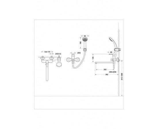 Смеситель для ванны с длинным изливом и аксессуарами Bravat Stream F63783C-LB_, изображение 3