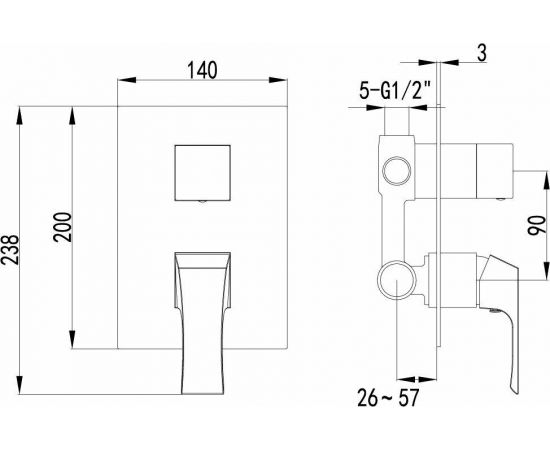 Смеситель для ванны с душем Lemark Unit LM4528C_, изображение 2