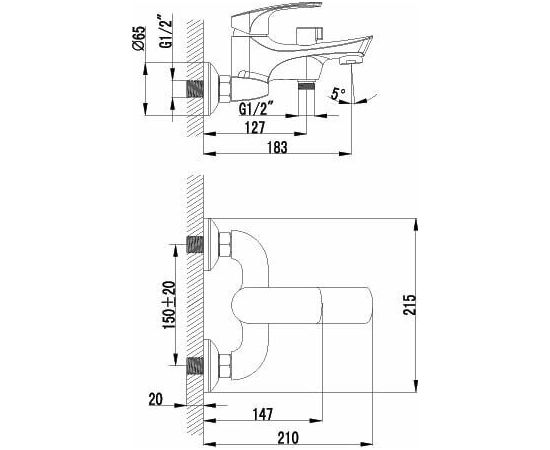 Смеситель для ванны Lemark Plus Shape LM1712C_, изображение 2