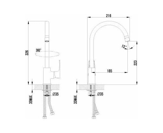 Смеситель для кухонной мойки Lemark Plus Factor LM1605C_, изображение 2