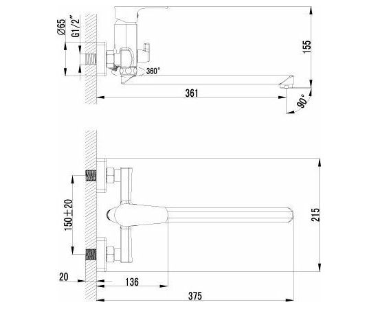 Смеситель для ванны Lemark Plus Factor LM1651C_, изображение 2