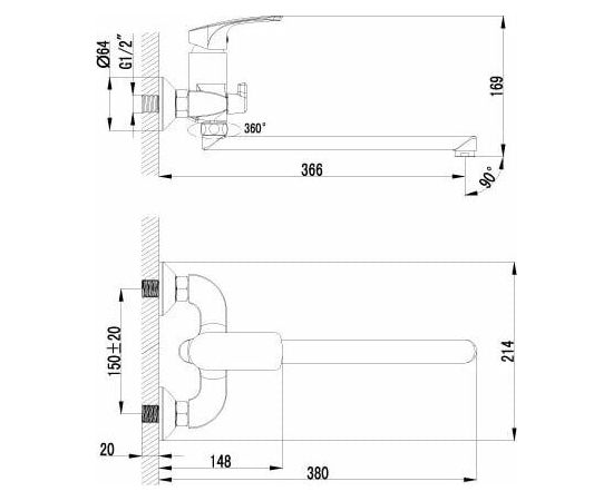 Смеситель для ванны Lemark Plus Shape LM1751C_, изображение 2