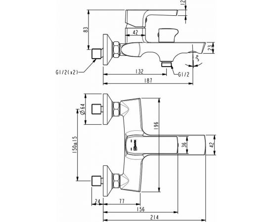 Смеситель для ванны Lemark Ursus LM7214BL_, изображение 2