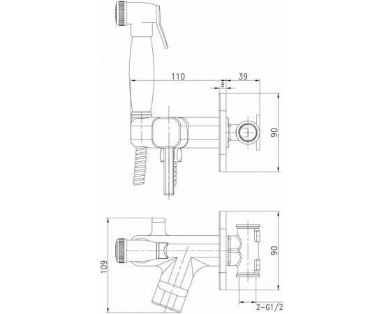 Смеситель Lemark Solo с гигиеническим душем, встраиваемый LM7165BL_, изображение 2