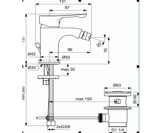 Смеситель для биде Ideal Standard DOT 2.0 BC323AA_, изображение 2