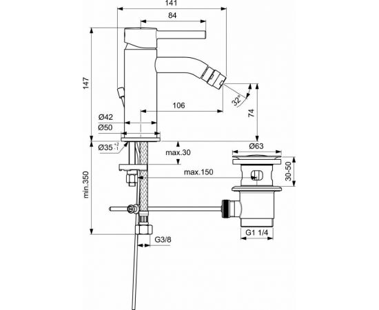 Смеситель Ideal Standard  CERALINE BC197AA для биде_, изображение 5