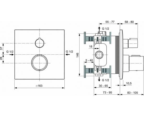 Смеситель для ванны/душа Ideal Standard Ceratherm C100 A7522GN_, изображение 2