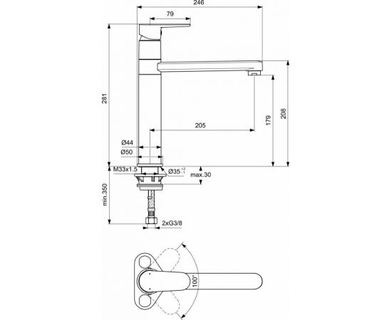 Смеситель для кухонной мойки Ideal Standard CERAFINE O  BC501XG_, изображение 2