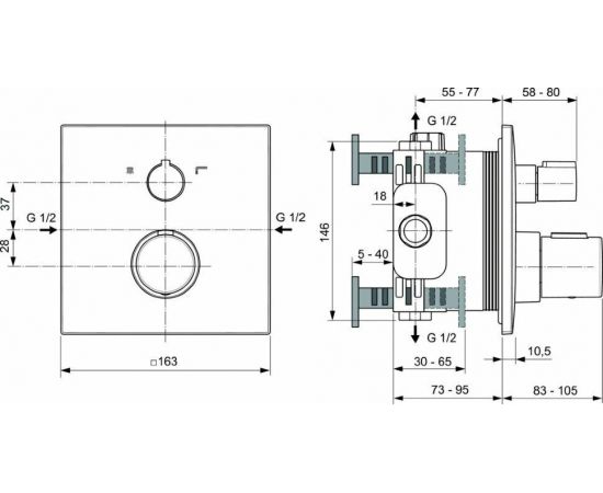 Смеситель для ванны/душа Ideal Standard Ceratherm Т100  A7522XG_, изображение 4