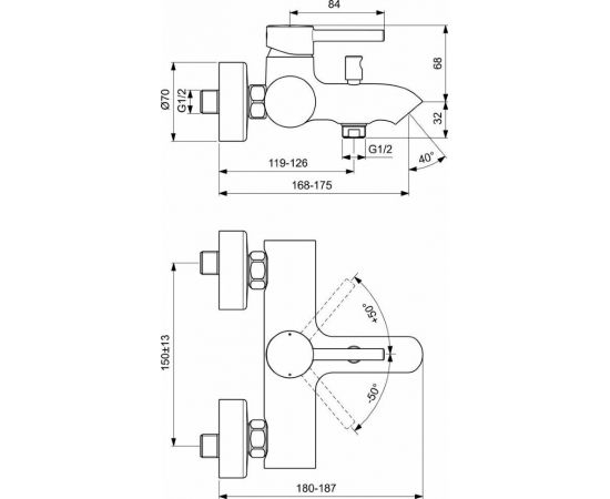 Смеситель для ванны/душа Ideal Standard CERALINE BC199XG_, изображение 3