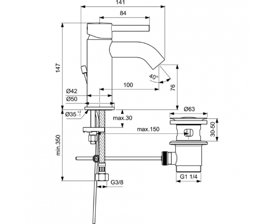 Смеситель для раковины Ideal Standard CERALINE BC193XG_, изображение 4