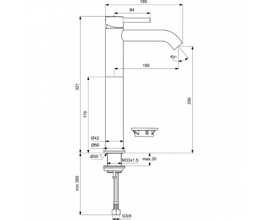 Смеситель для раковины с удлиненным корпусом Ideal Standard CERALINE BC269XG_, изображение 6