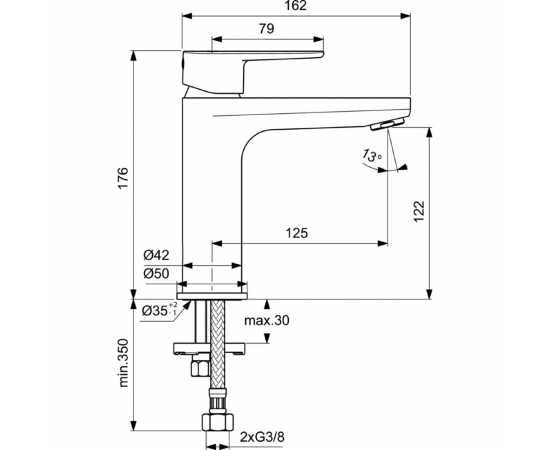 Смеситель для раковины без донного клапана Ideal Standard CERAFINE O BC554XG_, изображение 6