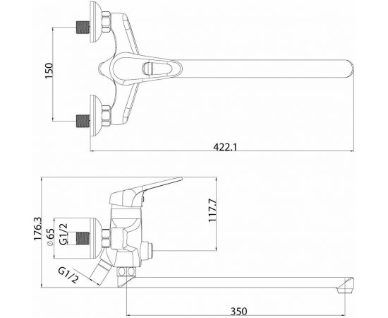 Смеситель для ванны Lemark Luna LM4157C_, изображение 2