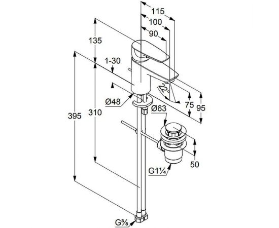 Смеситель для раковины Kludi Pure Solid 343820575, хром_, изображение 3