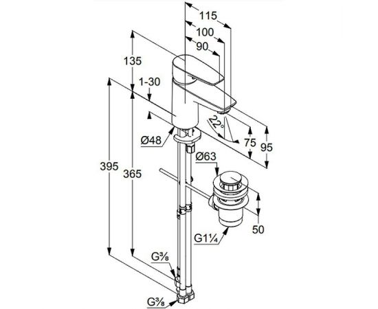 Смеситель для раковины Kludi Pure Solid 342760575, хром_, изображение 3