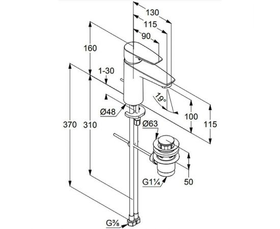 Смеситель для раковины Kludi Pure Solid 342900575, хром_, изображение 3