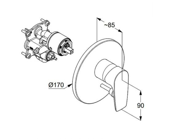 Смеситель для ванны с душем Kludi Pure Solid 346500575, хром_, изображение 3